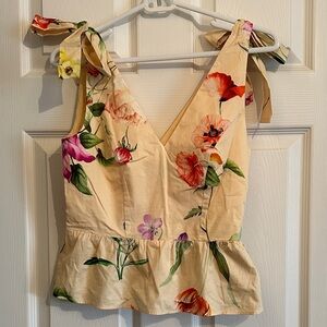 Floral Print Tie Sleeve tank